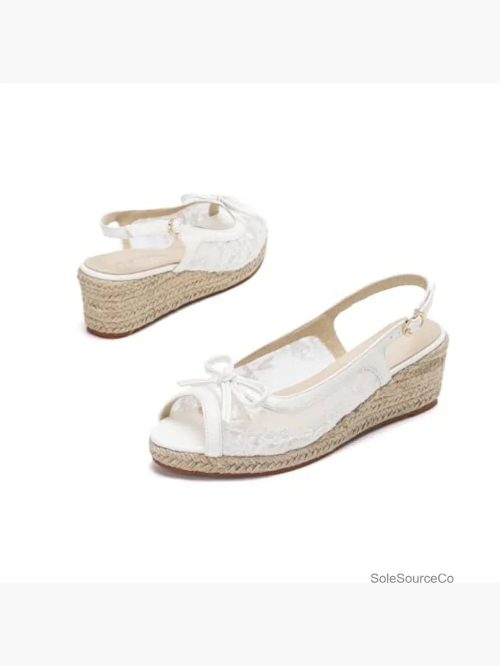 Women's Lace Wedge Espadrille Platform Sandals Slingback Heels